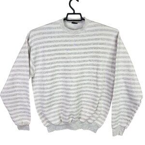 Mens H.L. Miller Gold Pullover Sweatshirt Gray Striped Long Sleeve Size XL